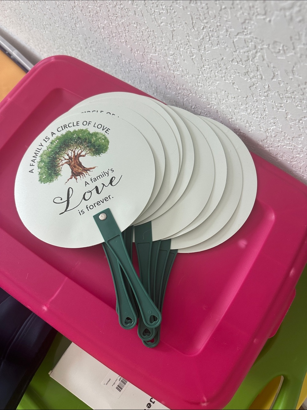 Family Tree Decorative Hand Fan - White/Green - Picture 2 of 2